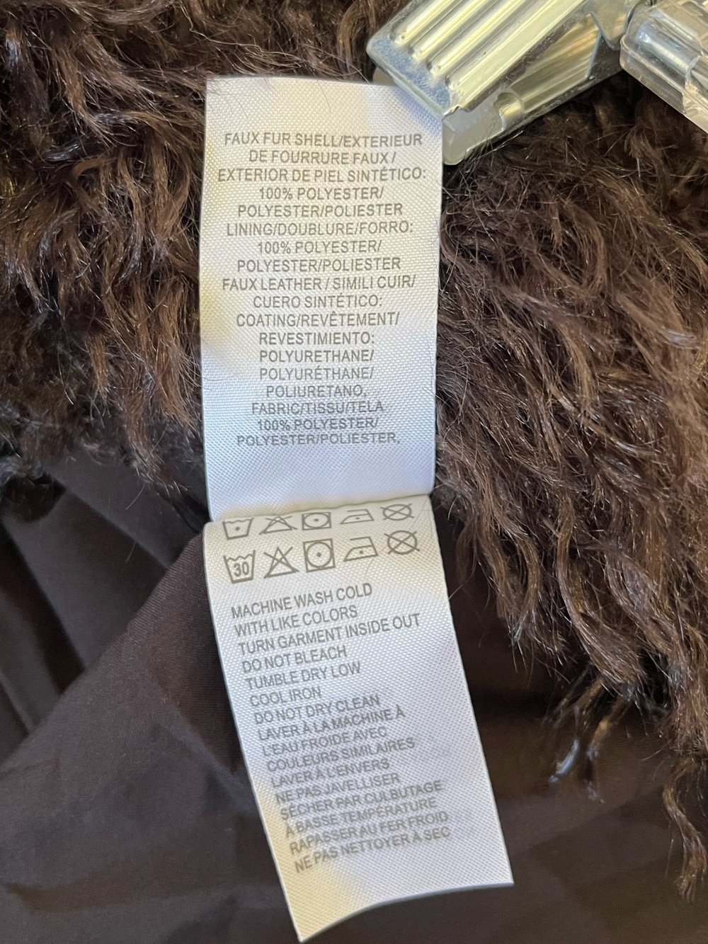 Lucky brand Shaggy brown Faux Fur Jacket coat size M - Picture 5 of 11